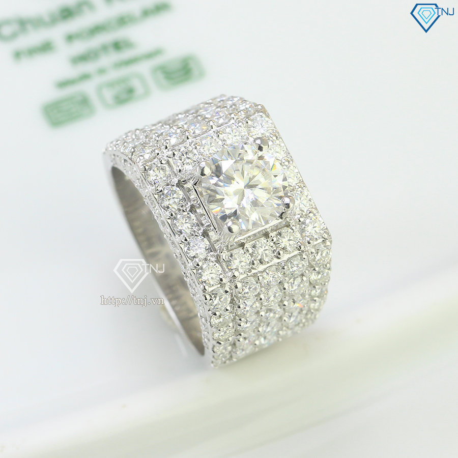 Nhẫn nam đẹp đính full kim cương Moissanite 7.5mm - Kiểm định GRA NNAM0066